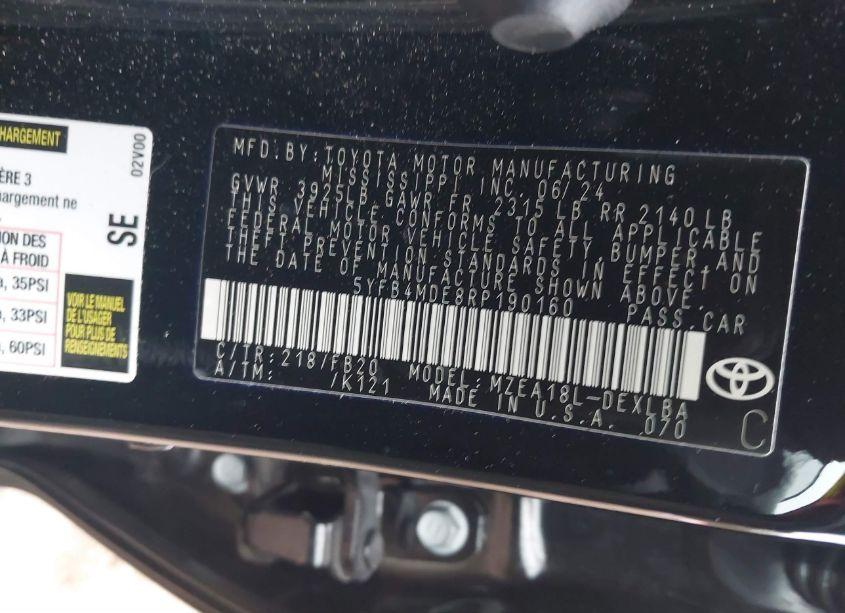 Photo 9 of 2024 Toyota Corolla LE (VIN 5YFB4MDE8RP190160)