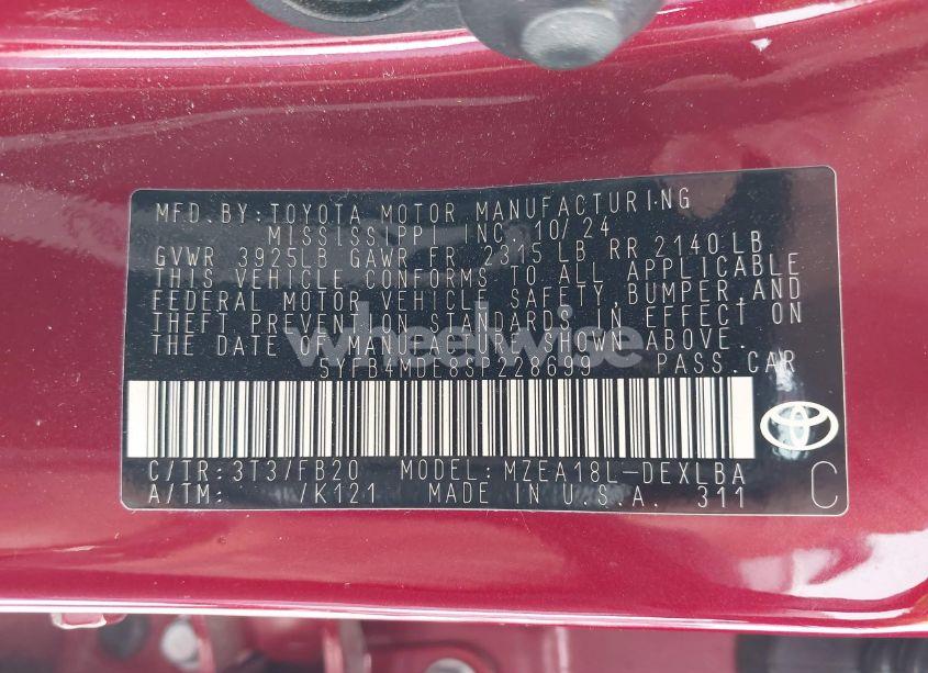 Photo 9 of 2025 Toyota Corolla LE (VIN 5YFB4MDE8SP228699)