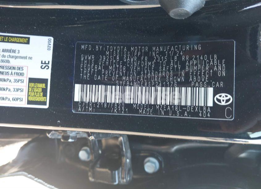 Photo 9 of 2025 Toyota Corolla LE (VIN 5YFB4MDE8SP241176)