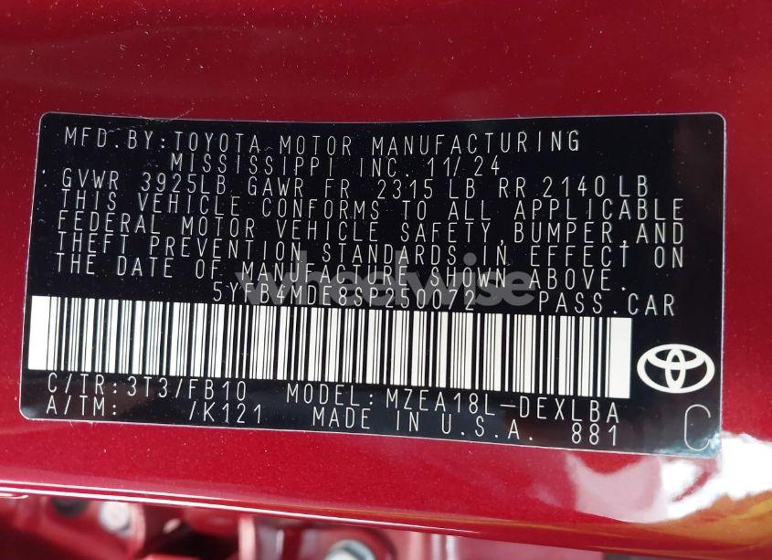 Photo 9 of 2025 Toyota Corolla LE (VIN 5YFB4MDE8SP250072)