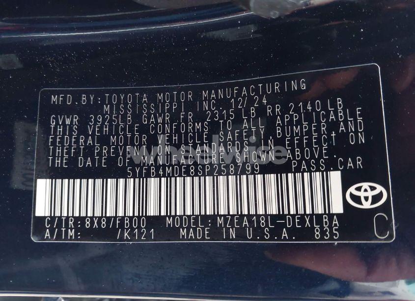 Photo 9 of 2025 Toyota Corolla LE (VIN 5YFB4MDE8SP258799)