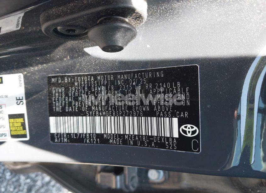 Photo 9 of 2025 Toyota Corolla LE (VIN 5YFB4MDE8SP272976)