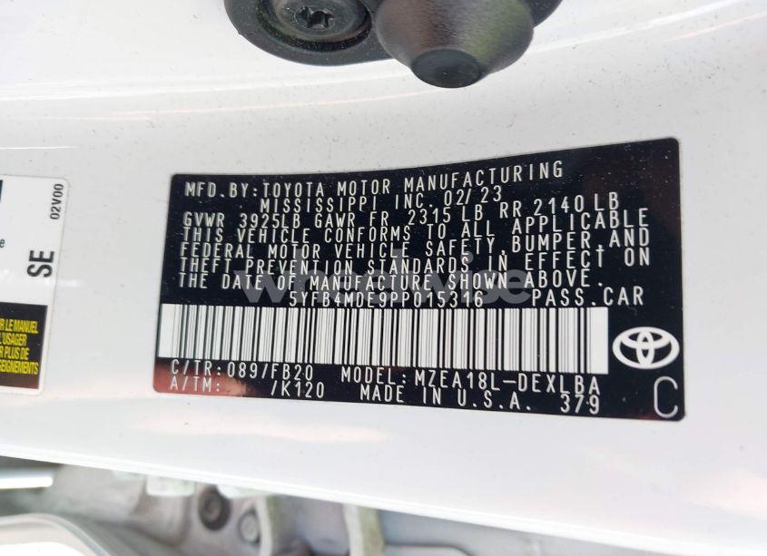 Photo 9 of 2023 Toyota Corolla LE (VIN 5YFB4MDE9PP015316)