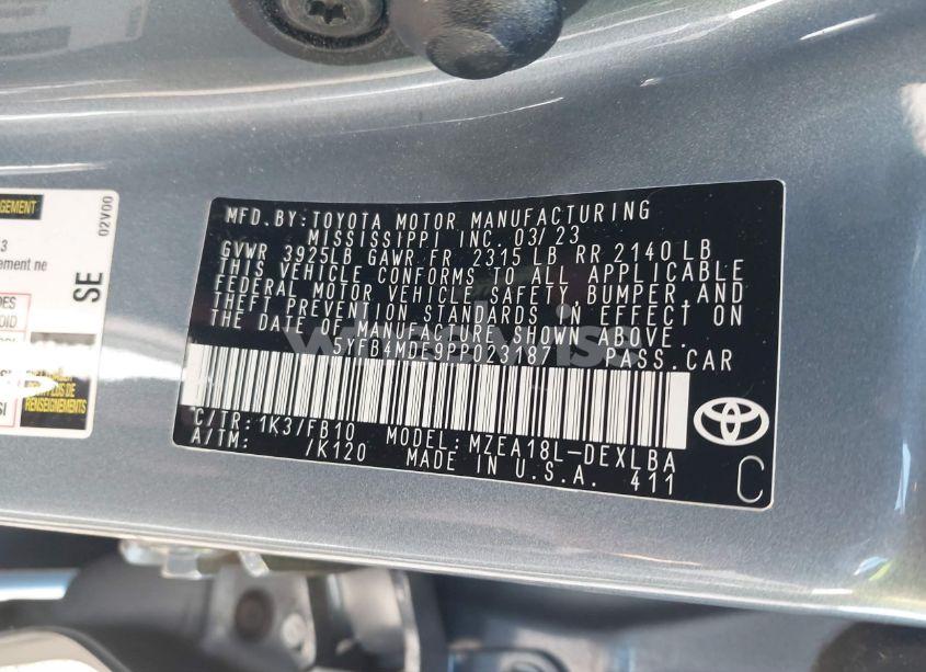 Photo 9 of 2023 Toyota Corolla LE (VIN 5YFB4MDE9PP023187)
