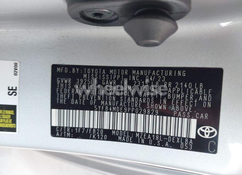 Photo 9 of 2023 Toyota Corolla LE (VIN 5YFB4MDE9PP029829)