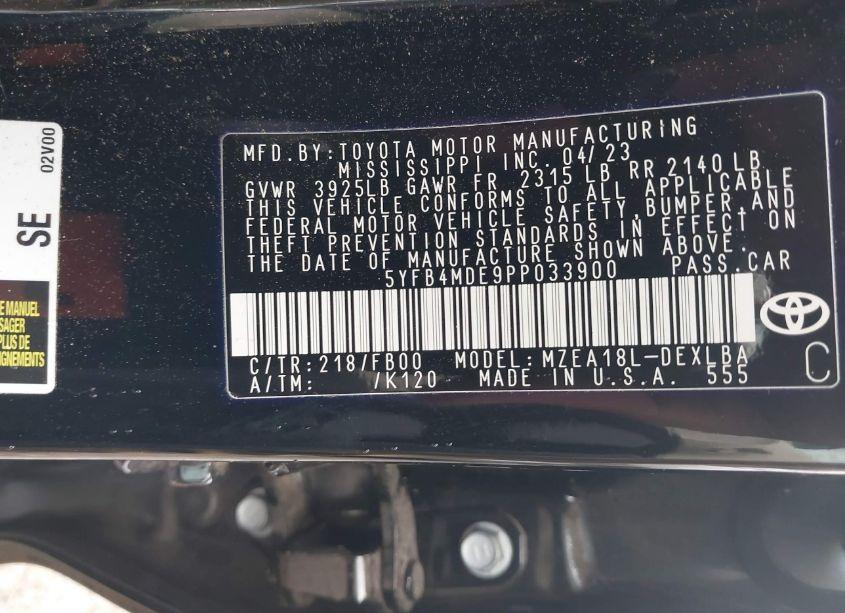 Photo 9 of 2023 Toyota Corolla LE (VIN 5YFB4MDE9PP033900)