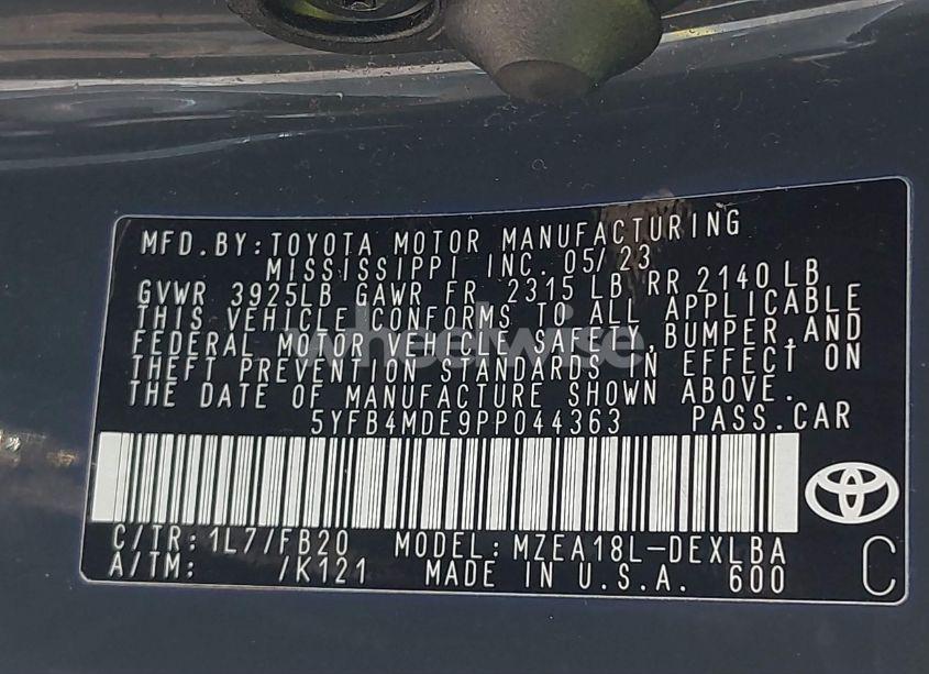 Photo 9 of 2023 Toyota Corolla LE (VIN 5YFB4MDE9PP044363)