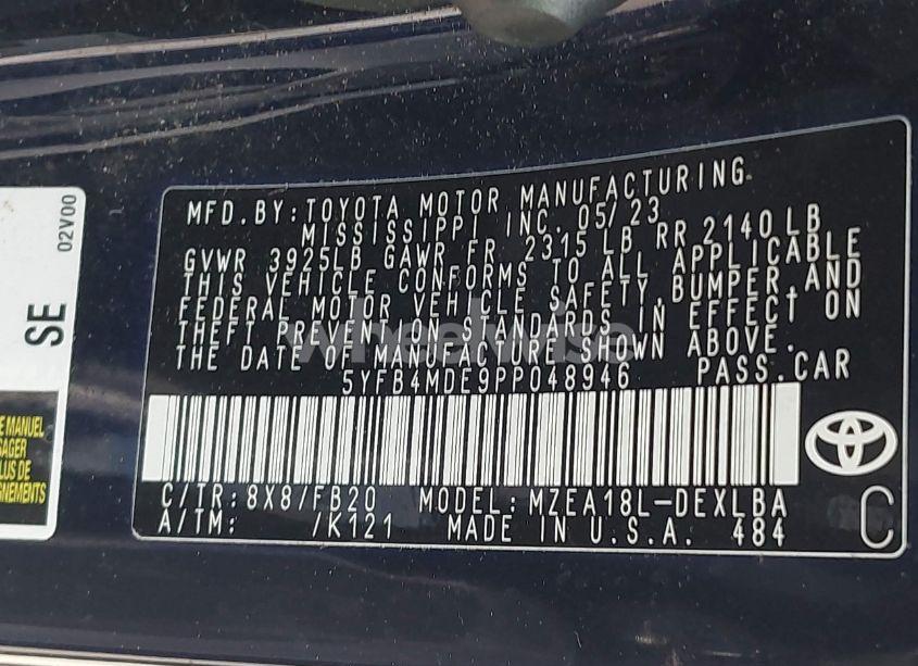 Photo 9 of 2023 Toyota Corolla LE (VIN 5YFB4MDE9PP048946)