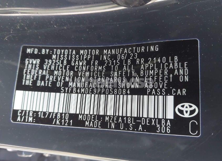 Photo 9 of 2023 Toyota Corolla LE (VIN 5YFB4MDE9PP058084)