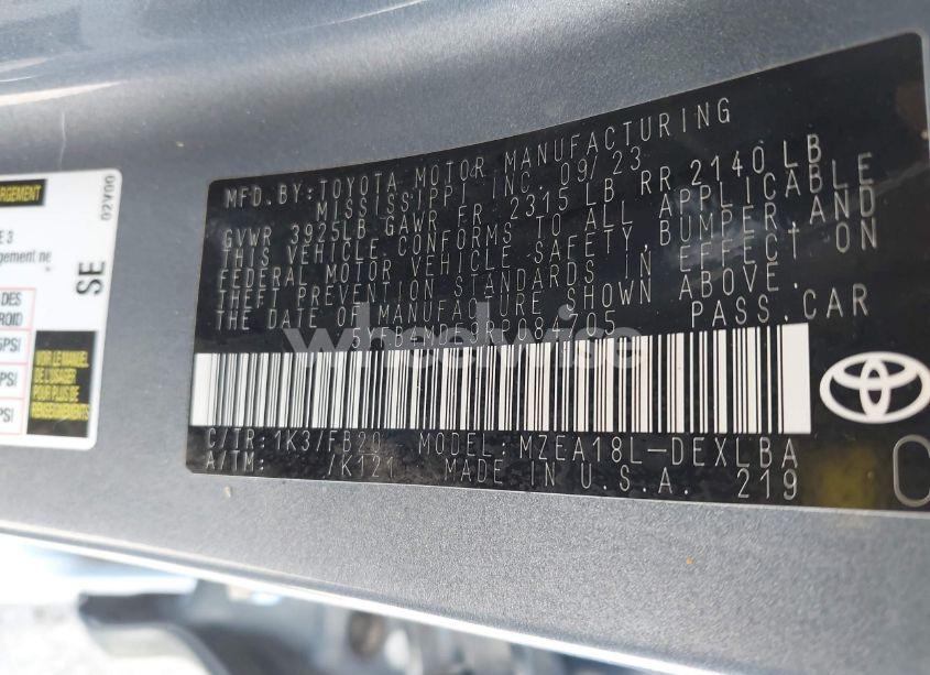 Photo 9 of 2024 Toyota Corolla LE (VIN 5YFB4MDE9RP084705)