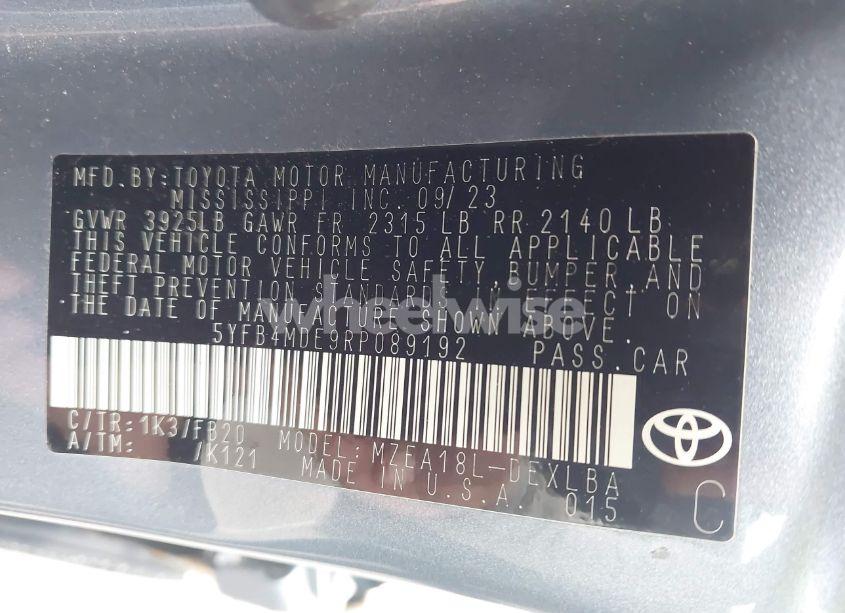 Photo 9 of 2024 Toyota Corolla LE (VIN 5YFB4MDE9RP089192)