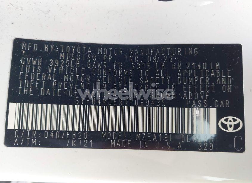 Photo 9 of 2024 Toyota Corolla LE (VIN 5YFB4MDE9RP089435)