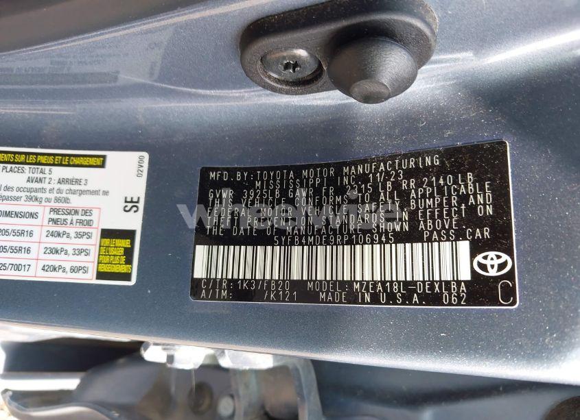 Photo 9 of 2024 Toyota Corolla LE (VIN 5YFB4MDE9RP106945)