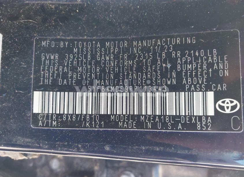 Photo 9 of 2024 Toyota Corolla LE (VIN 5YFB4MDE9RP113443)