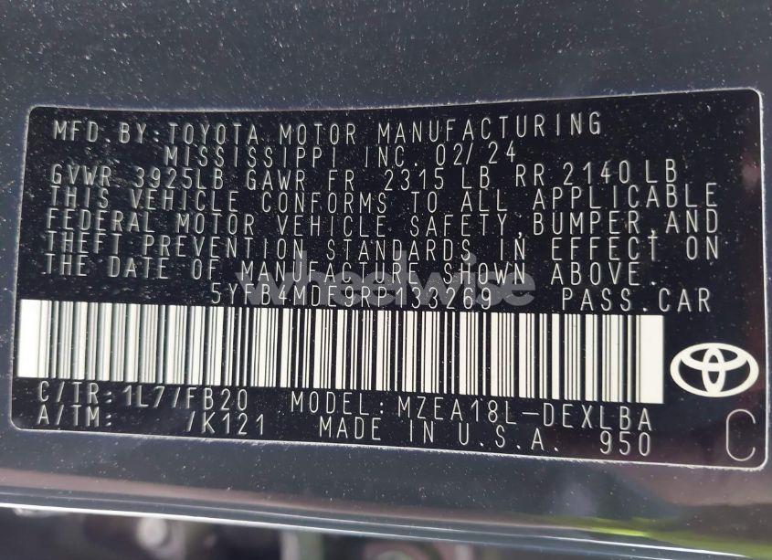 Photo 9 of 2024 Toyota Corolla LE (VIN 5YFB4MDE9RP133269)