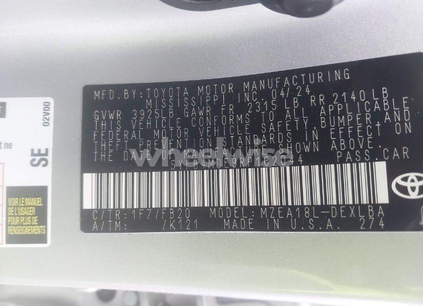 Photo 9 of 2024 Toyota Corolla LE (VIN 5YFB4MDE9RP162044)