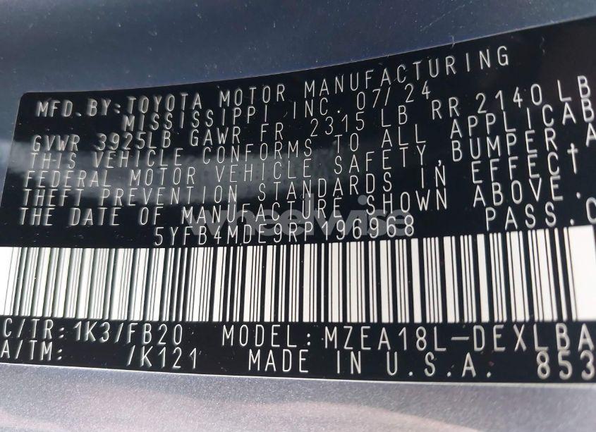 Photo 9 of 2024 Toyota Corolla LE (VIN 5YFB4MDE9RP196968)