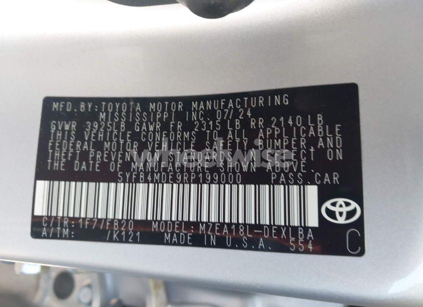 Photo 9 of 2024 Toyota Corolla LE (VIN 5YFB4MDE9RP199000)