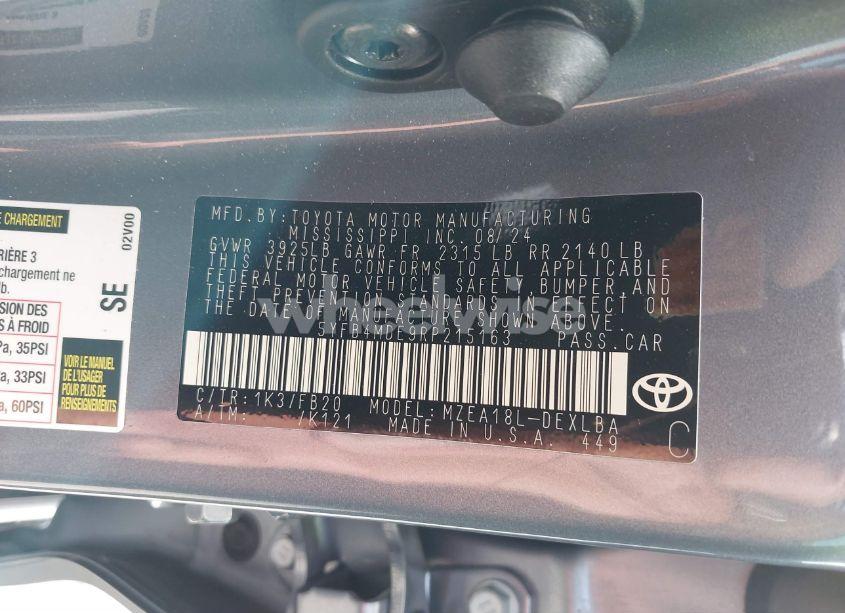 Photo 9 of 2024 Toyota Corolla LE (VIN 5YFB4MDE9RP215163)
