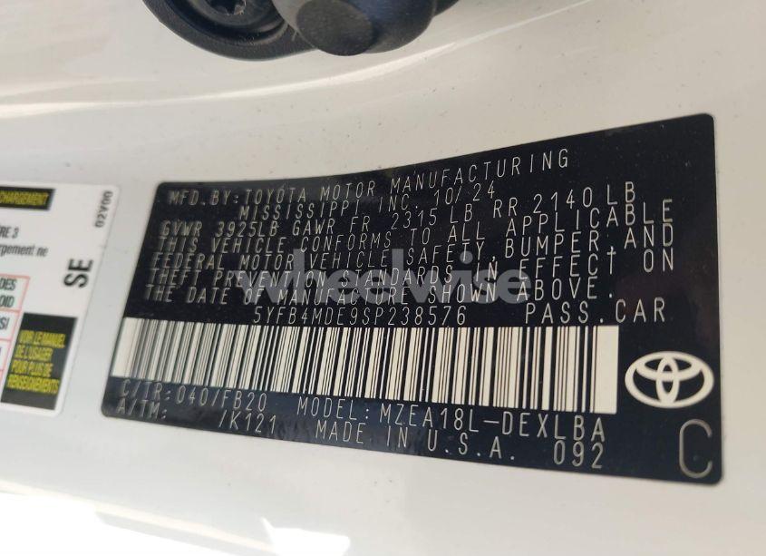 Photo 9 of 2025 Toyota Corolla LE (VIN 5YFB4MDE9SP238576)