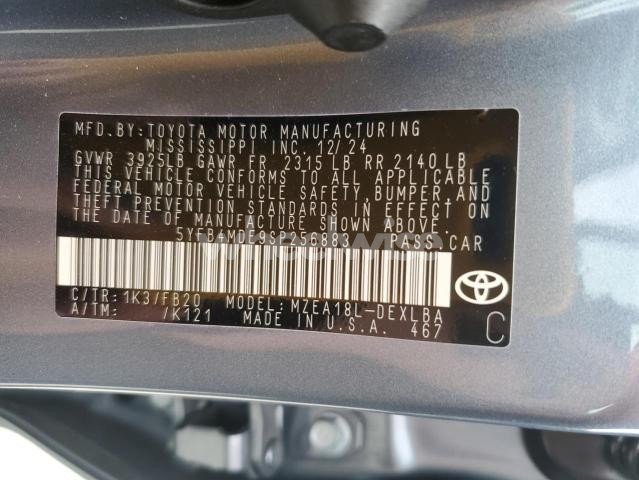 Photo 10 of 2025 TOYOTA COROLLA LE (VIN 5YFB4MDE9SP256883)