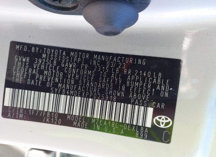 Photo 9 of 2023 Toyota Corolla LE (VIN 5YFB4MDEXPP025918)