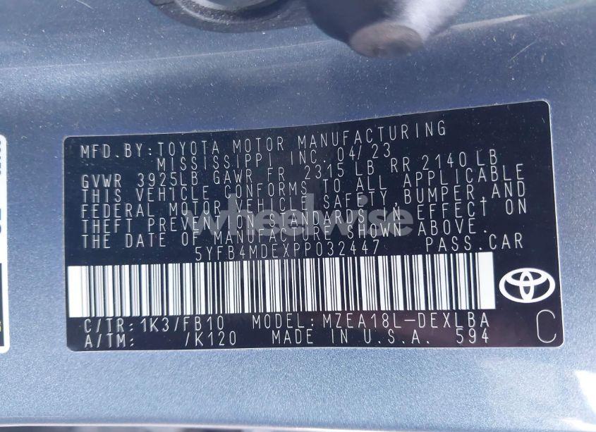 Photo 9 of 2023 Toyota Corolla LE (VIN 5YFB4MDEXPP032447)