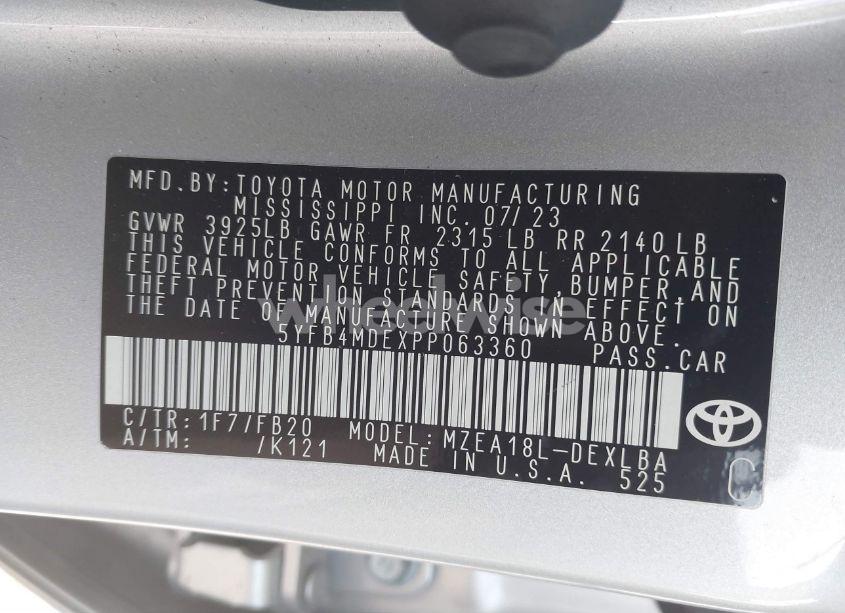 Photo 9 of 2023 Toyota Corolla LE (VIN 5YFB4MDEXPP063360)