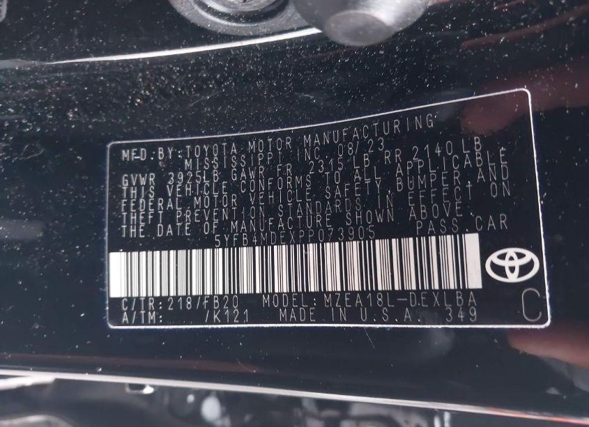 Photo 9 of 2023 Toyota Corolla LE (VIN 5YFB4MDEXPP073905)