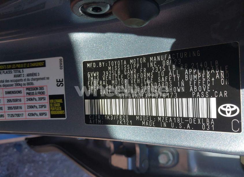 Photo 9 of 2023 Toyota Corolla LE (VIN 5YFB4MDEXPP076173)