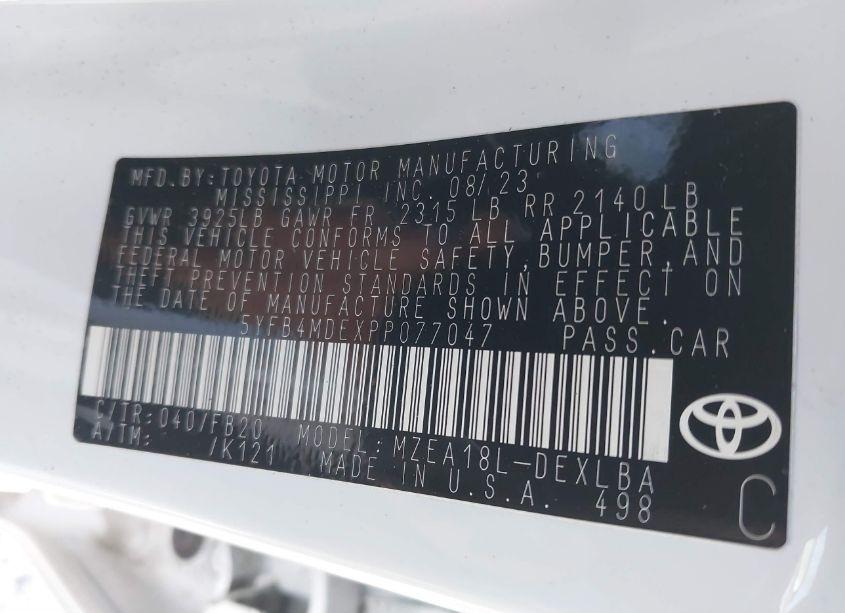 Photo 9 of 2023 Toyota Corolla LE (VIN 5YFB4MDEXPP077047)