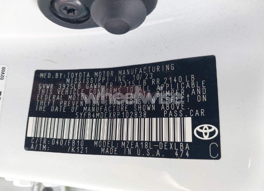 Photo 9 of 2024 Toyota Corolla LE (VIN 5YFB4MDEXRP102838)