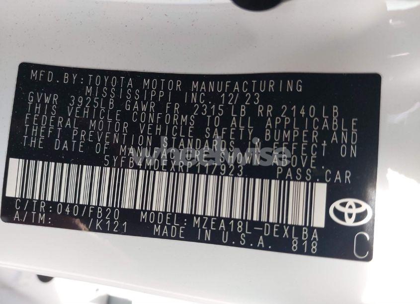 Photo 9 of 2024 Toyota Corolla LE (VIN 5YFB4MDEXRP117923)