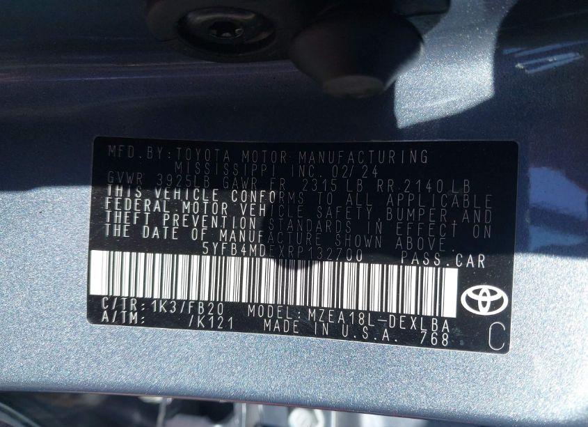 Photo 9 of 2024 Toyota Corolla LE (VIN 5YFB4MDEXRP132700)