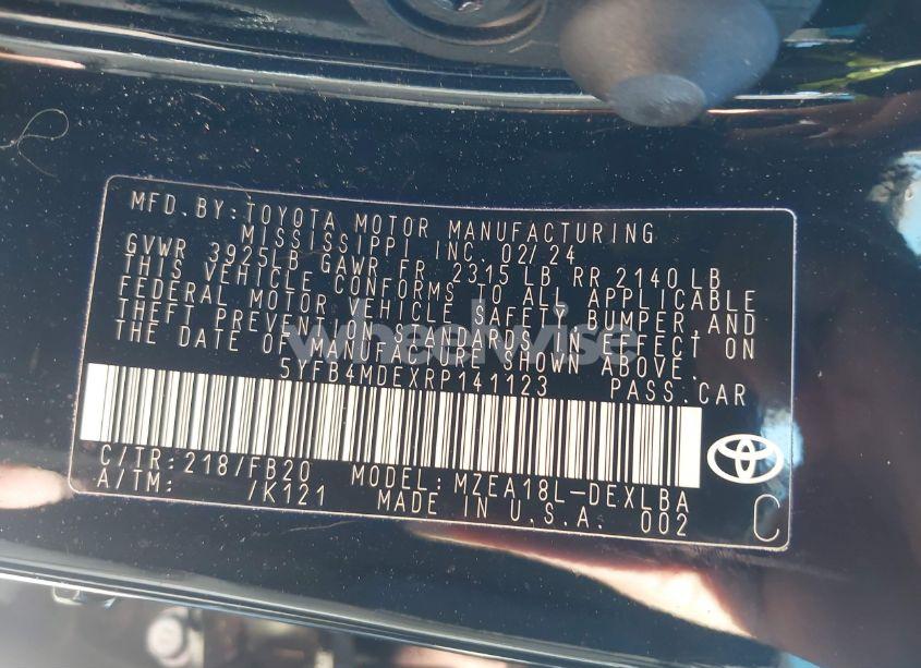 Photo 9 of 2024 Toyota Corolla LE (VIN 5YFB4MDEXRP141123)