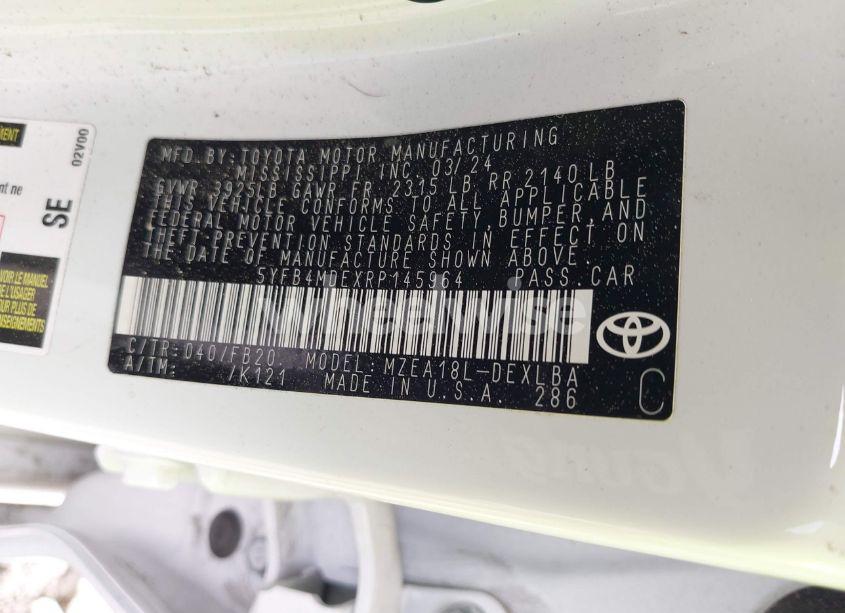 Photo 9 of 2024 Toyota Corolla LE (VIN 5YFB4MDEXRP145964)