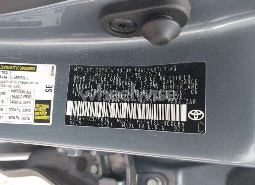 Photo 9 of 2024 Toyota Corolla LE (VIN 5YFB4MDEXRP149531)