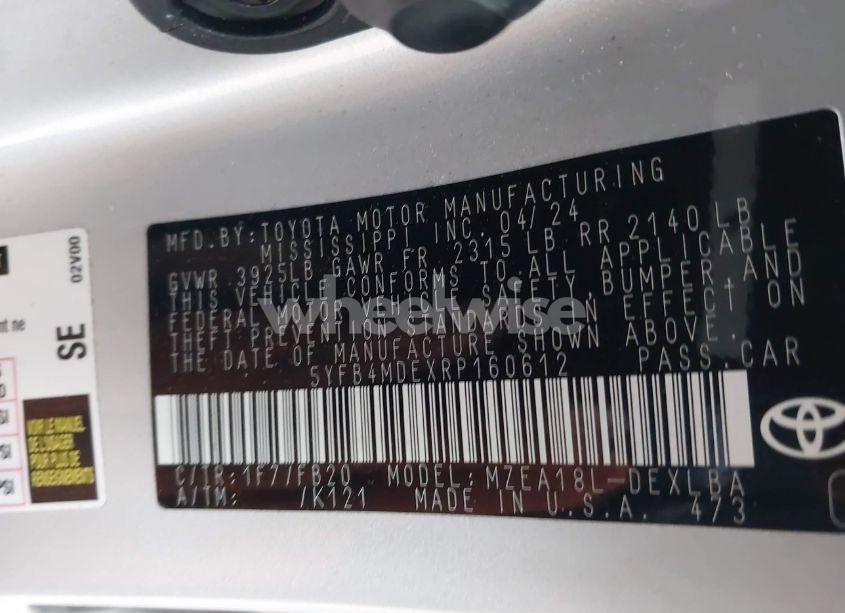 Photo 9 of 2024 Toyota Corolla LE (VIN 5YFB4MDEXRP160612)