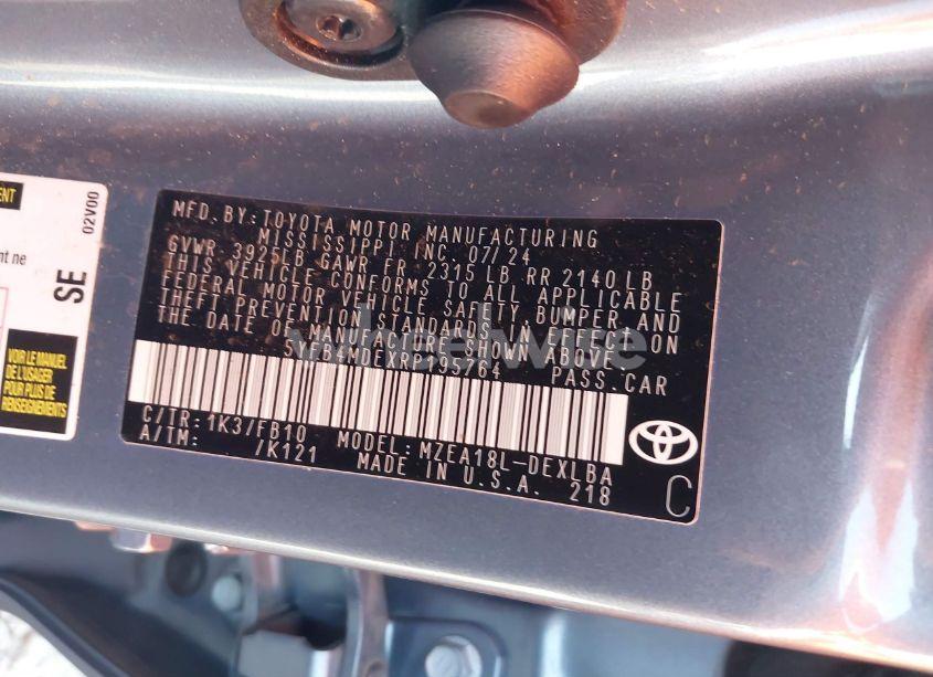 Photo 9 of 2024 Toyota Corolla LE (VIN 5YFB4MDEXRP195764)