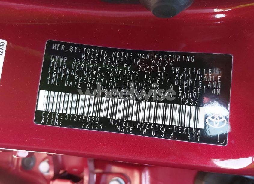 Photo 9 of 2024 Toyota Corolla LE (VIN 5YFB4MDEXRP207072)