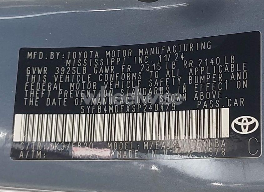 Photo 9 of 2025 Toyota Corolla LE (VIN 5YFB4MDEXSP240479)