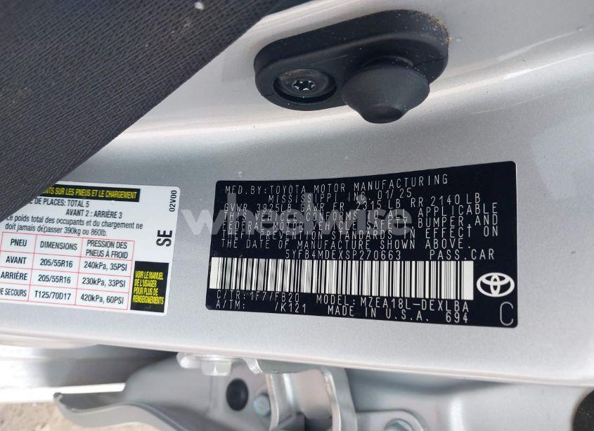 Photo 9 of 2025 Toyota Corolla LE (VIN 5YFB4MDEXSP270663)