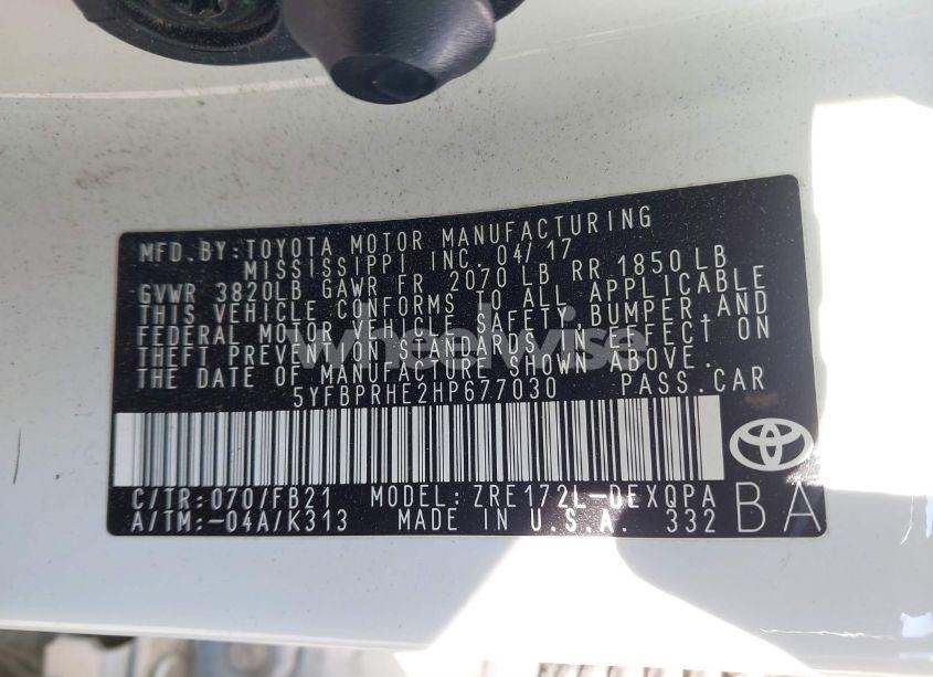 Photo 9 of 2017 Toyota Corolla LE ECO (VIN 5YFBPRHE2HP677030)