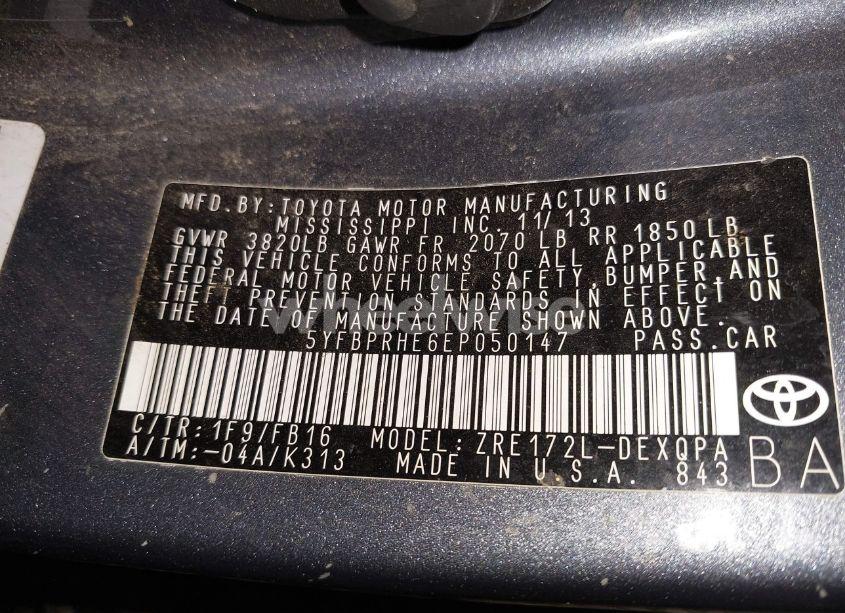 Photo 9 of 2014 Toyota Corolla LE ECO/LE ECO PLUS/LE ECO PREMIUM (VIN 5YFBPRHE6EP050147)