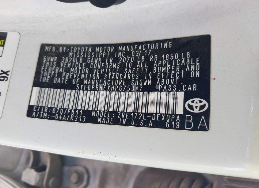 Photo 9 of 2017 Toyota Corolla LE ECO (VIN 5YFBPRHEXHP675347)