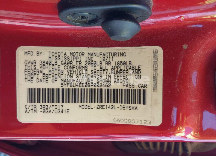 Photo 9 of 2011 Toyota Corolla S (VIN 5YFBU4EE0BP002462)