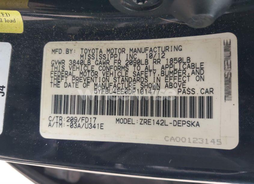 Photo 9 of 2013 Toyota Corolla S (VIN 5YFBU4EE0DP101477)