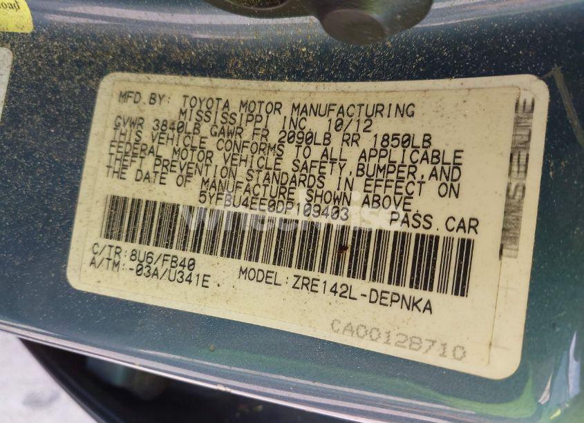 Photo 9 of 2013 Toyota Corolla LE (VIN 5YFBU4EE0DP109403)