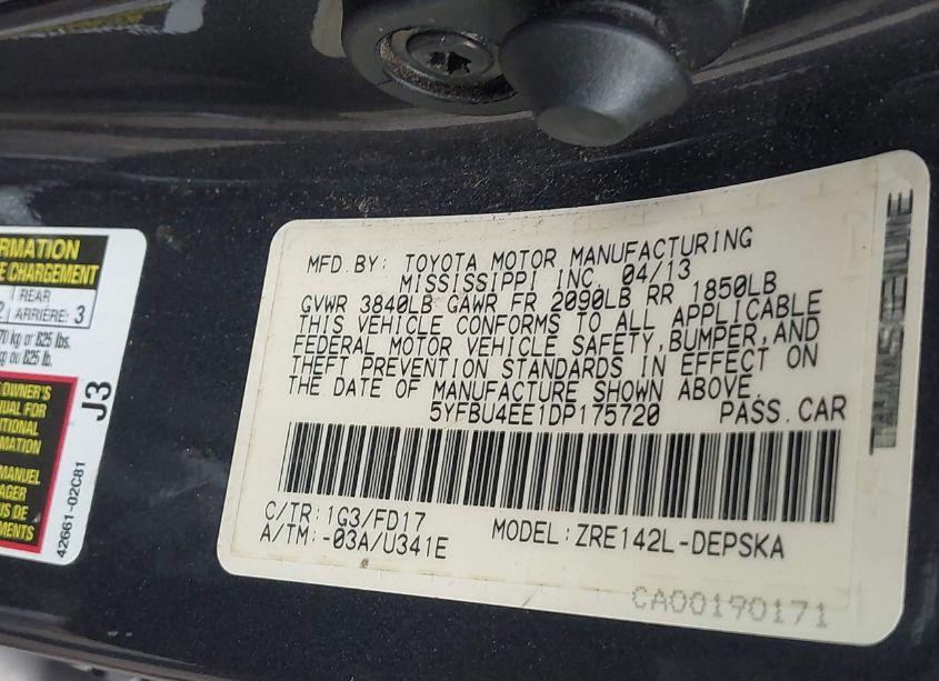 Photo 9 of 2013 Toyota Corolla S (VIN 5YFBU4EE1DP175720)