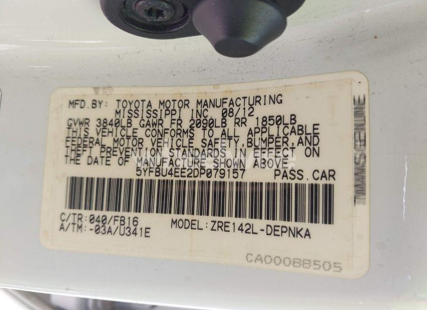 Photo 9 of 2013 Toyota Corolla LE (VIN 5YFBU4EE2DP079157)